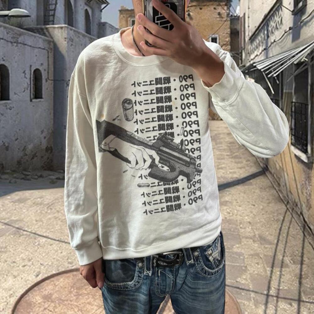 P90 white cotton sweater
